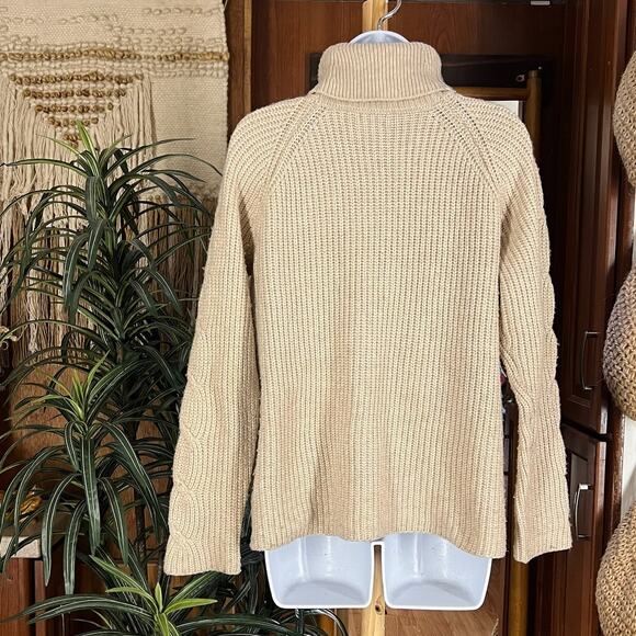 Calvin Klein Cream Cable Knit Turtleneck Sweater S Chunky Cozy Rory Gilmore Y2K - Picture 2 of 11